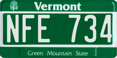 VT license plate NFE734