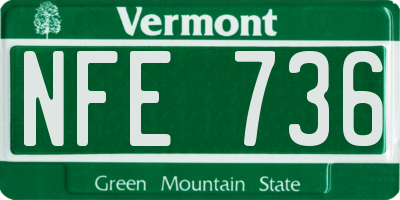 VT license plate NFE736