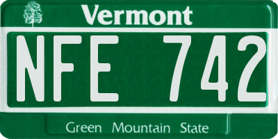 VT license plate NFE742