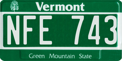 VT license plate NFE743