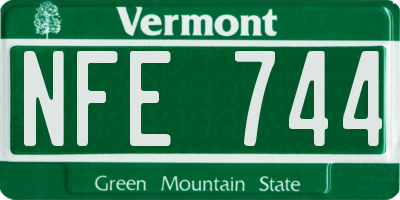VT license plate NFE744