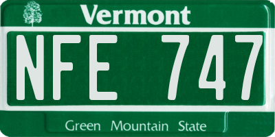 VT license plate NFE747