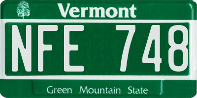 VT license plate NFE748