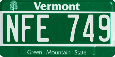 VT license plate NFE749