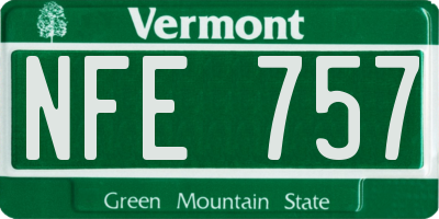 VT license plate NFE757
