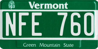 VT license plate NFE760