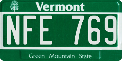 VT license plate NFE769