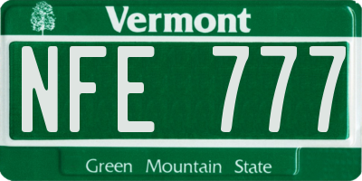 VT license plate NFE777