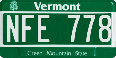 VT license plate NFE778