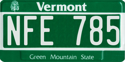 VT license plate NFE785