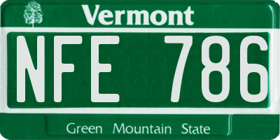 VT license plate NFE786