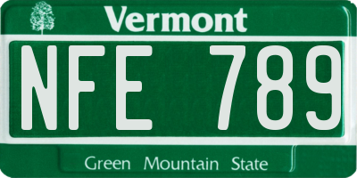 VT license plate NFE789