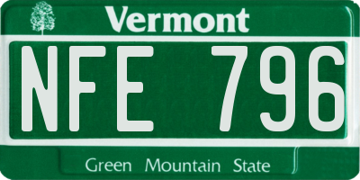 VT license plate NFE796