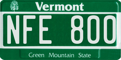 VT license plate NFE800