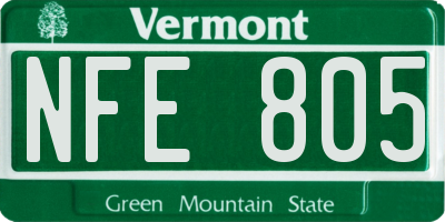 VT license plate NFE805