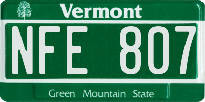 VT license plate NFE807