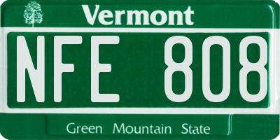 VT license plate NFE808