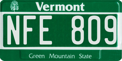 VT license plate NFE809