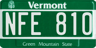 VT license plate NFE810