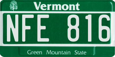 VT license plate NFE816