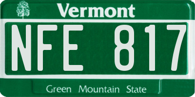 VT license plate NFE817