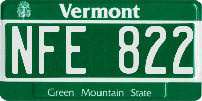 VT license plate NFE822