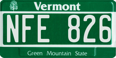 VT license plate NFE826