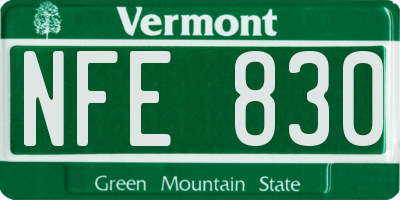 VT license plate NFE830