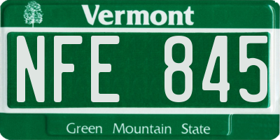 VT license plate NFE845