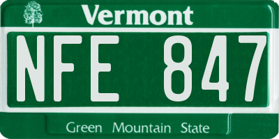 VT license plate NFE847