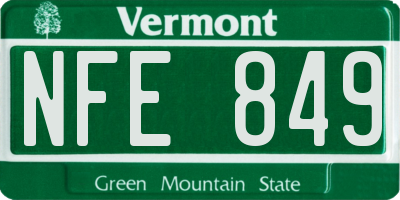 VT license plate NFE849