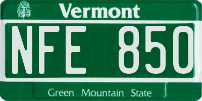 VT license plate NFE850