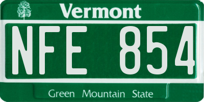 VT license plate NFE854