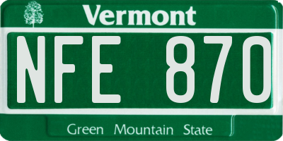 VT license plate NFE870