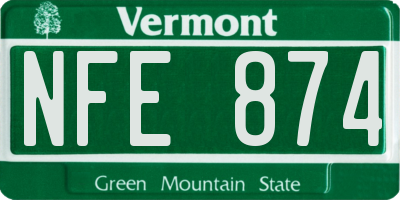 VT license plate NFE874