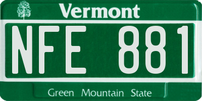 VT license plate NFE881