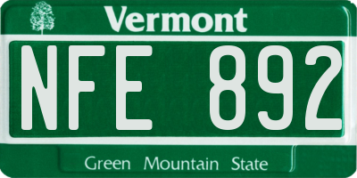 VT license plate NFE892