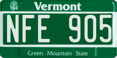VT license plate NFE905