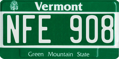 VT license plate NFE908