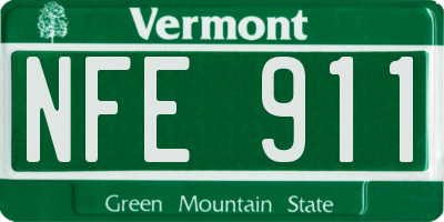 VT license plate NFE911