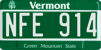VT license plate NFE914