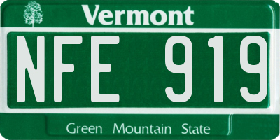 VT license plate NFE919