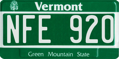 VT license plate NFE920