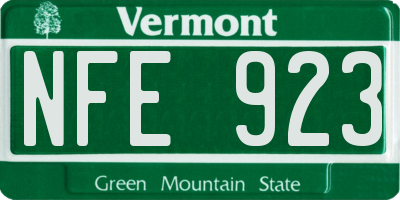 VT license plate NFE923