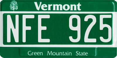 VT license plate NFE925