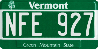 VT license plate NFE927