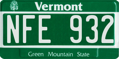 VT license plate NFE932