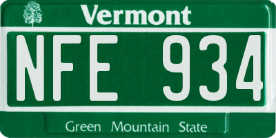 VT license plate NFE934