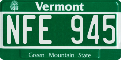 VT license plate NFE945