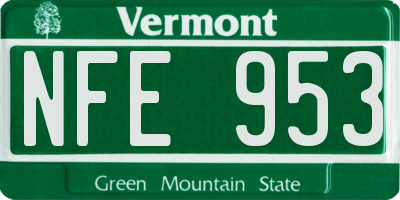 VT license plate NFE953